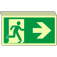 Cartello SOSPESO bifacciale luminescen. uscita emergenza dx ISO7010