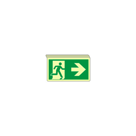 Cartello SOSPESO bifacciale luminescen. uscita emergenza dx ISO7010
