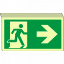 Cartello SOSPESO bifacciale luminescen. uscita emergenza dx ISO7010