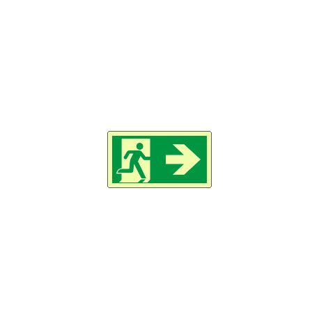 Cartello luminescente DIN uscita di emergenza destra EN ISO 7010