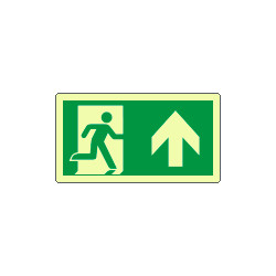 Cartello luminescente uscita di emergenza avanti EN ISO 7010