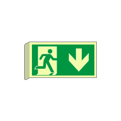 Cartello luminescente uscita di emerg. sud EN ISO 7010 BIFACCIALE