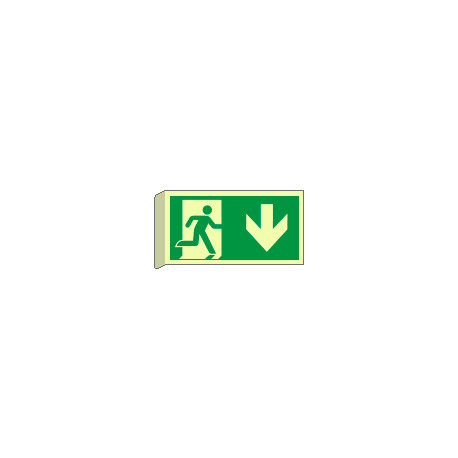 Cartello luminescente uscita di emerg. sud EN ISO 7010 BIFACCIALE