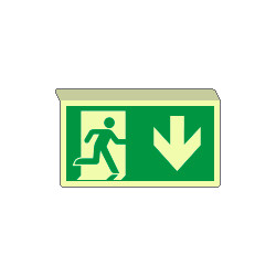 Cartello SOSPESO bifacciale luminescen. uscita emergenza sud ISO7010