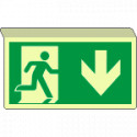Cartello SOSPESO bifacciale luminescen. uscita emergenza sud ISO7010