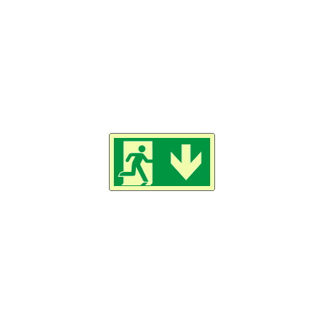 Cartello luminescente uscita di emergenza indietro EN ISO 7010