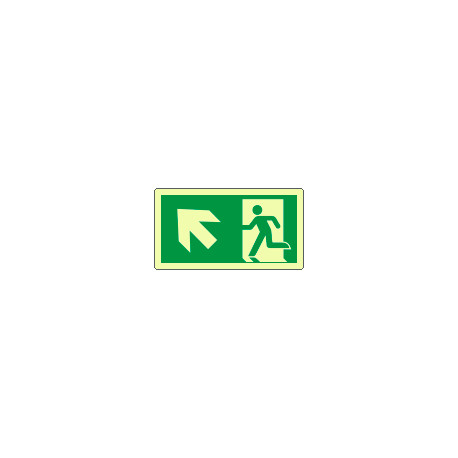 Cartello luminescente DIN uscita di emerg. freccia sx alto EN ISO 7010