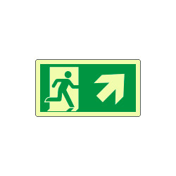 Cartello luminescente DIN PLUS uscita di emerg. freccia dx alto EN ISO