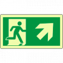 Cartello luminescente DIN PLUS uscita di emerg. freccia dx alto EN ISO