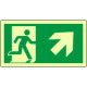 Cartello luminescente DIN uscita di emerg. freccia dx alto EN ISO 7010