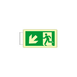 Cartello luminescente DIN PLUS bifacciale uscita emergenza sx basso