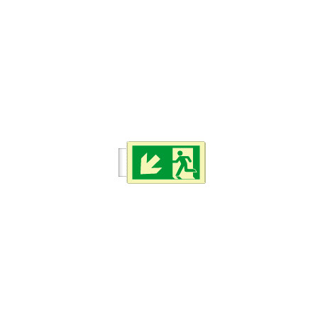 Cartello luminescente DIN PLUS bifacciale uscita emergenza sx basso