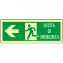 Cartello luminescente Uscita di Emergenza sinistra EN ISO 7010