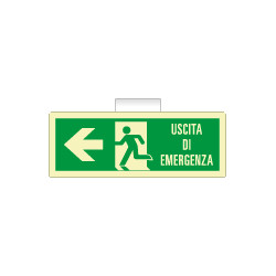 Cartello luminescente uscita di emergenza sinistra A EN ISO 7010
