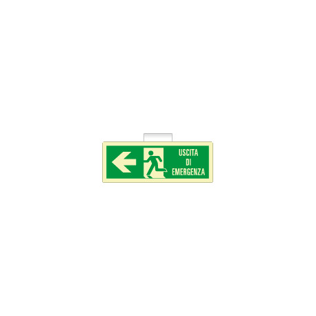 Cartello luminescente uscita di emergenza sinistra A EN ISO 7010