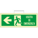 Cartello luminescente uscita di emergenza sinistra A EN ISO 7010