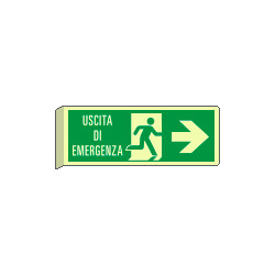 Cartello fotoluminescente uscita emergenza ds EN ISO 7010 BIFACCIALE