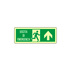 Etichetta adesiva luminescente uscita emerg. freccia nord EN ISO 7010