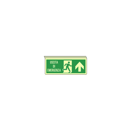 Cartello luminescente uscita di emerg. avanti SOSPESA EN ISO 7010