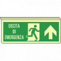Cartello luminescente uscita di emerg. avanti SOSPESA EN ISO 7010