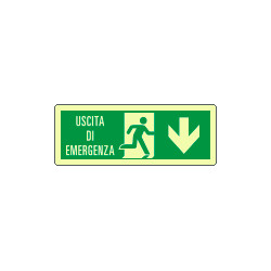 Cartello fotoluminescente uscita emergenza basso EN ISO 7010
