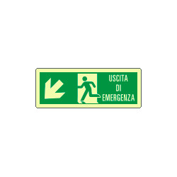 Cartello fotoluminescente uscita emergenza basso sinistra EN ISO 7010