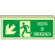 Cartello sospeso luminesc. uscita emerg. freccia in basso a sx ENISO7010