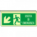 Cartello sospeso luminesc. uscita emerg. freccia in basso a sx ENISO7010