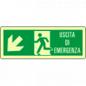 Cartello luminescente DIN uscita eergenza freccia basso sx EN ISO 7010