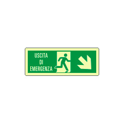 Cartello lumin. DIN"uscita di emergenza"freccia basso dx EN ISO 7010