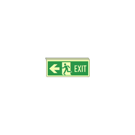 Cartello fotoluminescente uscita emergenza sinistra EXIT sospesa