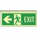 Cartello fotoluminescente uscita emergenza sinistra EXIT sospesa