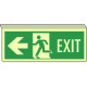 Cartello sospeso bifacciale luminesc. uscita emergenza sx EN ISO 7010