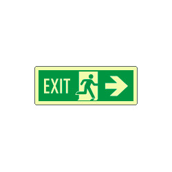 Cartello luminescente DIN Exit freccia dx EN ISO 7010