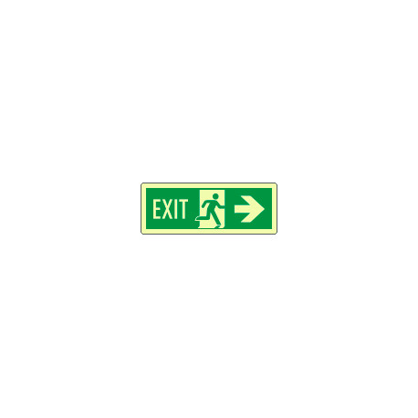 Cartello luminescente DIN Exit freccia dx EN ISO 7010