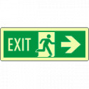 Etichetta adesiva luminescente uscita em. EXIT freccia dx EN ISO 7010
