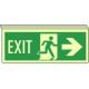 Cartello sospeso luminesc. uscita emergenza dx con exit EN ISO 7010