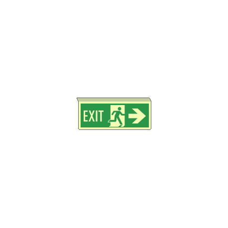 Cartello sospeso luminesc. uscita emergenza dx con exit EN ISO 7010