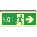 Cartello sospeso luminesc. uscita emergenza dx con exit EN ISO 7010