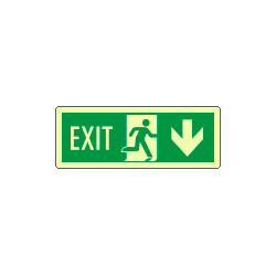 Etichetta fotoluminescente Exit freccia in basso EN ISO 7010