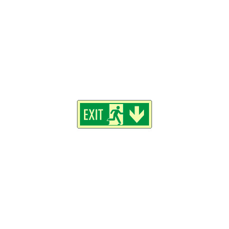 Cartello luminescente DIN Exit freccia indietro EN ISO 7010