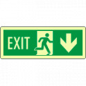Cartello luminescente DIN Exit freccia indietro EN ISO 7010