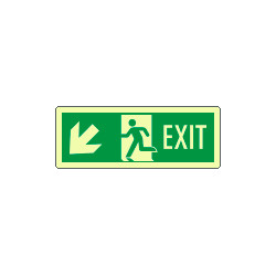 Cartello luminescente DIN Exit freccia basso sx EN ISO 7010
