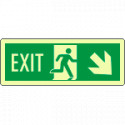 Cartello fotoluminescente uscita emer. EXIT freccia indietro EN ISO7010