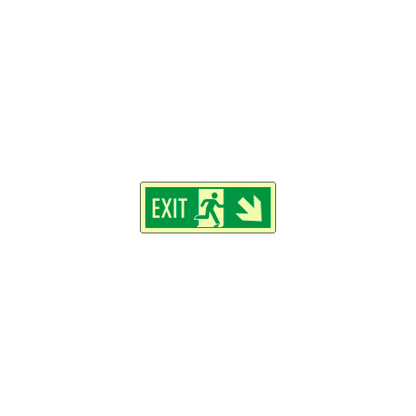 Cartello luminescente DIN Exit freccia basso dx EN ISO 7010
