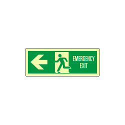 Cartello luminescente DIN Em. Exit freccia sx EN ISO 7010