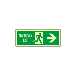 Cartello luminescente DIN Emerg. Exit freccia dx EN ISO 7010