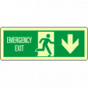 Cartello luminescente DIN Emerg. Exit freccia indietro EN ISO 7010