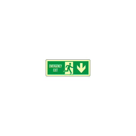 Cartello luminescente DIN Emerg. Exit freccia indietro EN ISO 7010