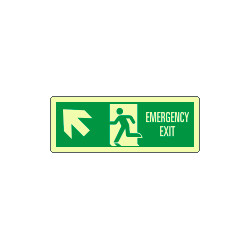 Cartello luminescente DIN Emerg. Exit freccia alto sx EN ISO 7010